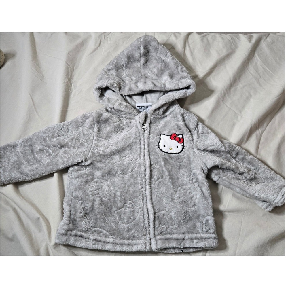 Hello Kitty Sanrio Baby Girls Gray Fleece‎ Zip Up Hoodie Jacket 9M
